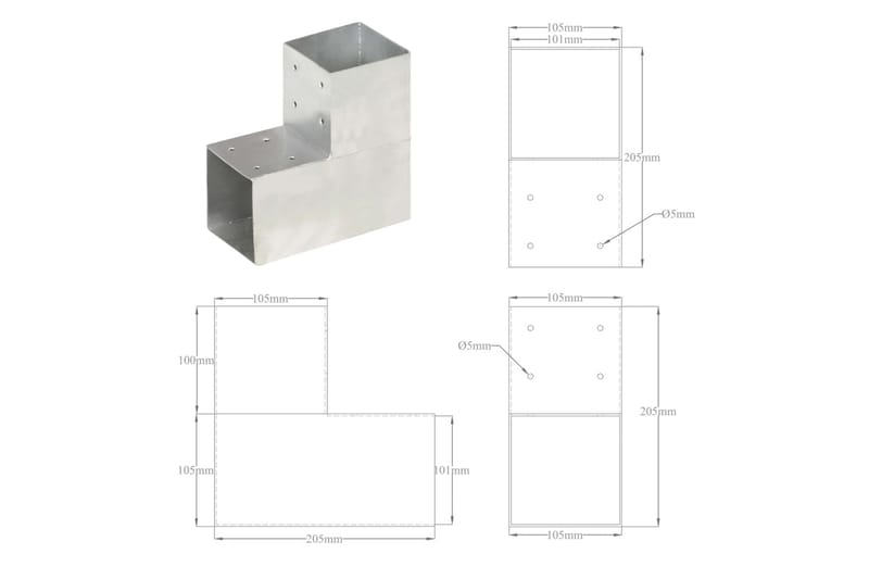 Stolpesko 4 stk L-form galvanisert metall 101x101 mm - Hagemøbler & utemiljø - Hagedekorasjon & utemiljø - Gjerder & Grinder