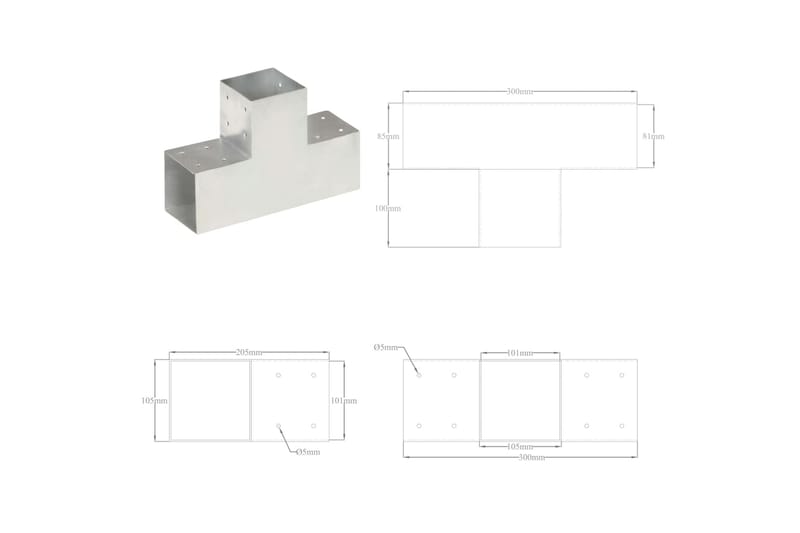 Stolpesko 4 stk T-form galvanisert metall 101x101 mm - Hagemøbler & utemiljø - Hagedekorasjon & utemiljø - Gjerder & Grinder