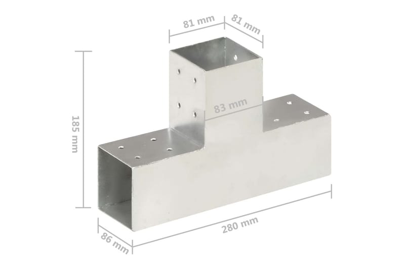 Stolpesko 4 stk T-form galvanisert metall 81x81 mm - Hagemøbler & utemiljø - Hagedekorasjon & utemiljø - Gjerder & Grinder