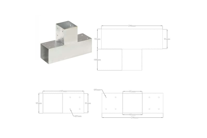 Stolpesko 4 stk T-form galvanisert metall 91x91 mm - Hagemøbler & utemiljø - Hagedekorasjon & utemiljø - Gjerder & Grinder