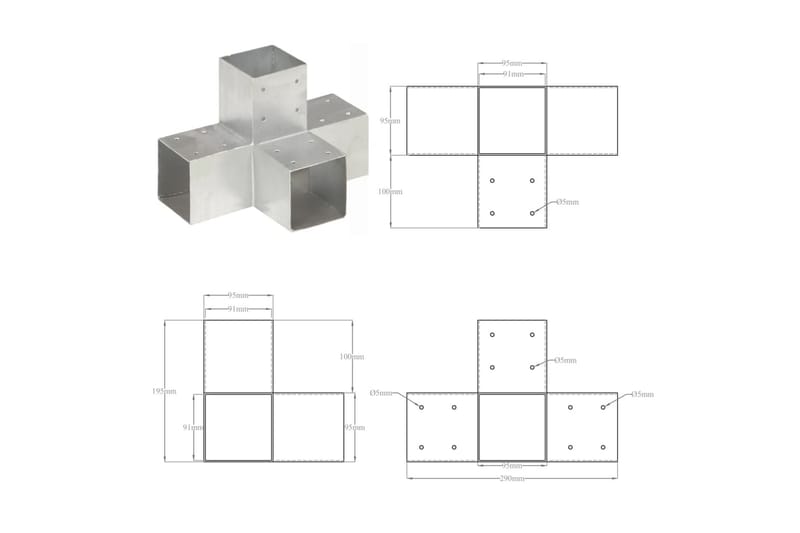 Stolpesko 4 stk X-form galvanisert metall 91x91 mm - Hagemøbler & utemiljø - Hagedekorasjon & utemiljø - Gjerder & Grinder