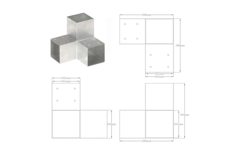 Stolpesko 4 stk Y-form galvanisert metall 101x101 mm - Hagemøbler & utemiljø - Hagedekorasjon & utemiljø - Gjerder & Grinder