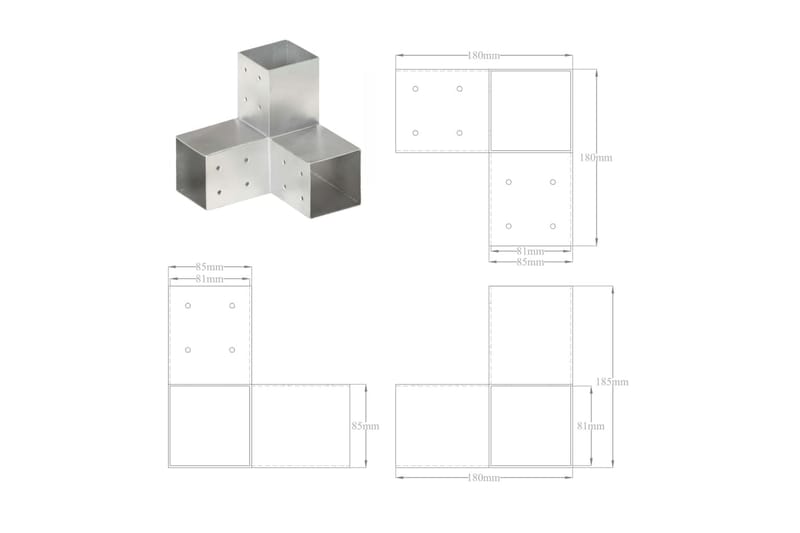 Stolpesko 4 stk Y-form galvanisert metall 81x81 mm - Hagemøbler & utemiljø - Hagedekorasjon & utemiljø - Gjerder & Grinder