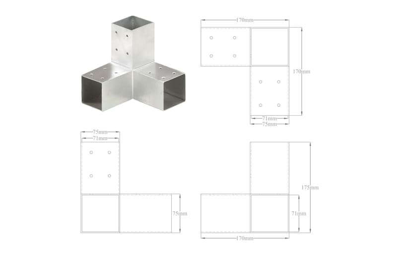 Stolpesko Y-form galvanisert metall 71x71 mm - Hagemøbler & utemiljø - Hagedekorasjon & utemiljø - Gjerder & Grinder