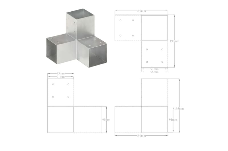 Stolpesko Y-form galvanisert metall 91x91 mm - Hagemøbler & utemiljø - Hagedekorasjon & utemiljø - Gjerder & Grinder