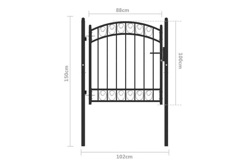 Hageport med buet topp stål 100x100 cm svart - Svart - Hagemøbler & utemiljø - Hagedekorasjon & utemiljø - Gjerder & Grinder