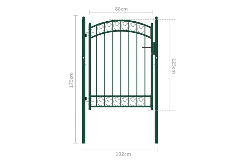 Hageport med buet topp stål 100x125 cm grønn - grønn - Hagemøbler & utemiljø - Hagedekorasjon & utemiljø - Gjerder & Grinder