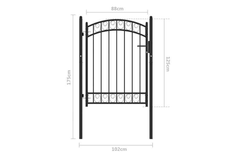 Hageport med buet topp stål 100x125 cm svart - Svart - Hagemøbler & utemiljø - Hagedekorasjon & utemiljø - Gjerder & Grinder