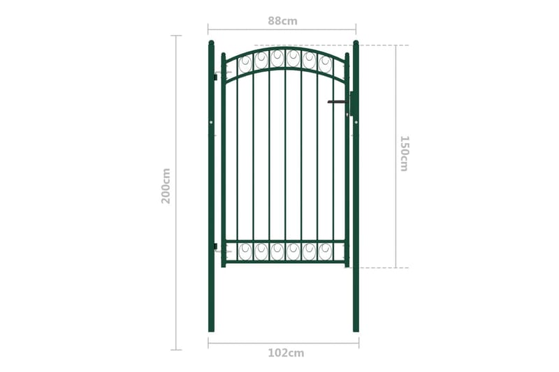 Hageport med buet topp stål 100x150 cm grønn - grønn - Hagemøbler & utemiljø - Hagedekorasjon & utemiljø - Gjerder & Grinder