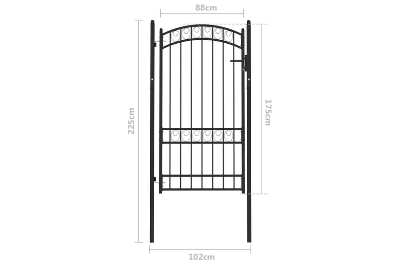 Hageport med buet topp stål 100x175 cm svart - Svart - Hagemøbler & utemiljø - Hagedekorasjon & utemiljø - Gjerder & Grinder