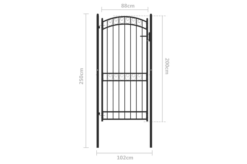 Hageport med buet topp stål 100x200 cm svart - Svart - Hagemøbler & utemiljø - Hagedekorasjon & utemiljø - Gjerder & Grinder