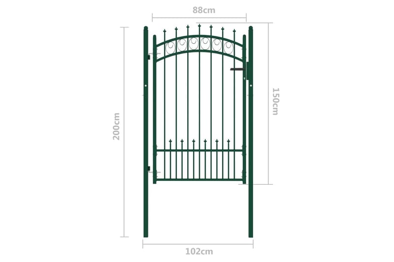 Hageport med pigger stål 100x150 cm grønn - grønn - Hagemøbler & utemiljø - Hagedekorasjon & utemiljø - Gjerder & Grinder