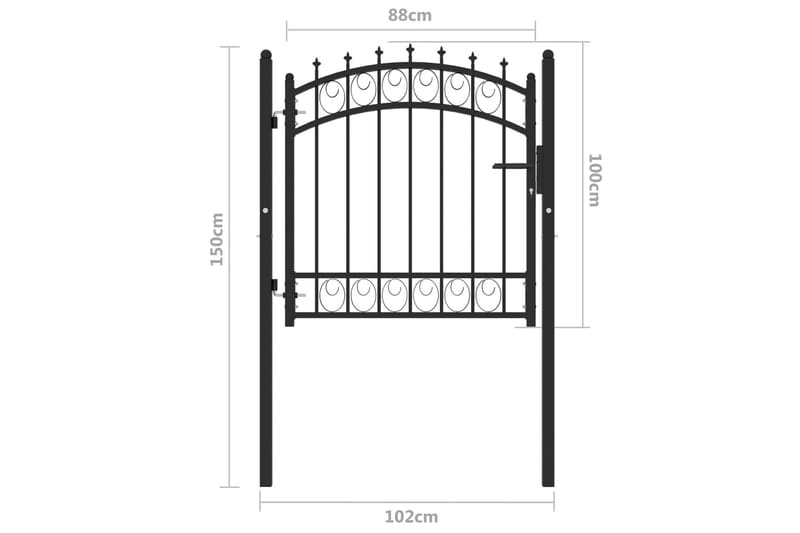 Hageport med pigger stål 100x100 cm svart - Svart - Hagemøbler & utemiljø - Hagedekorasjon & utemiljø - Gjerder & Grinder