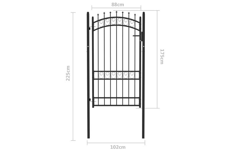 Hageport med pigger stål 100x175 cm svart - Svart - Hagemøbler & utemiljø - Hagedekorasjon & utemiljø - Gjerder & Grinder