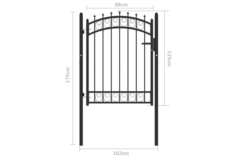 Hageport med pigger stål 100x125 cm svart - Svart - Hagemøbler & utemiljø - Hagedekorasjon & utemiljø - Gjerder & Grinder