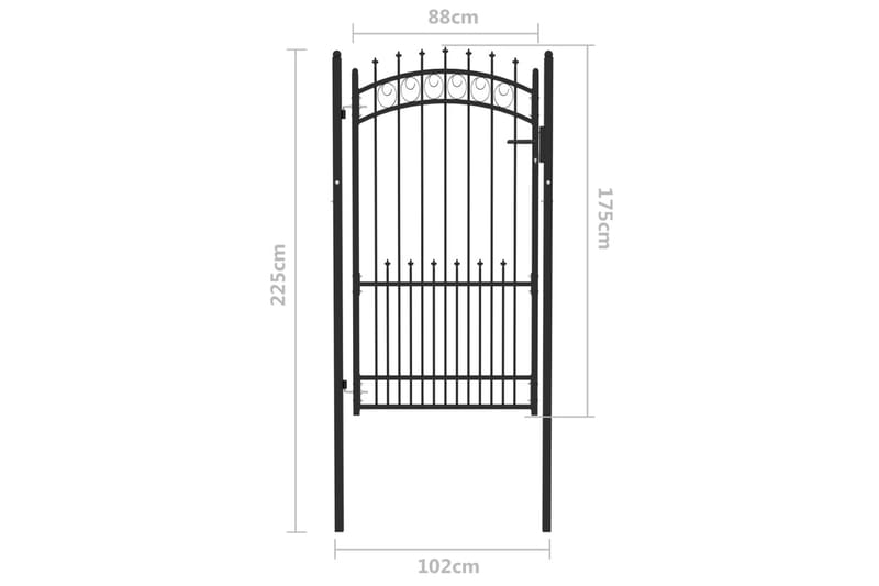 Hageport med pigger stål 100x175 cm svart - Svart - Hagemøbler & utemiljø - Hagedekorasjon & utemiljø - Gjerder & Grinder