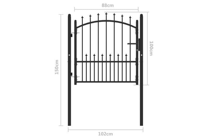 Hageport med pigger stål 100x100 cm svart - Svart - Hagemøbler & utemiljø - Hagedekorasjon & utemiljø - Gjerder & Grinder