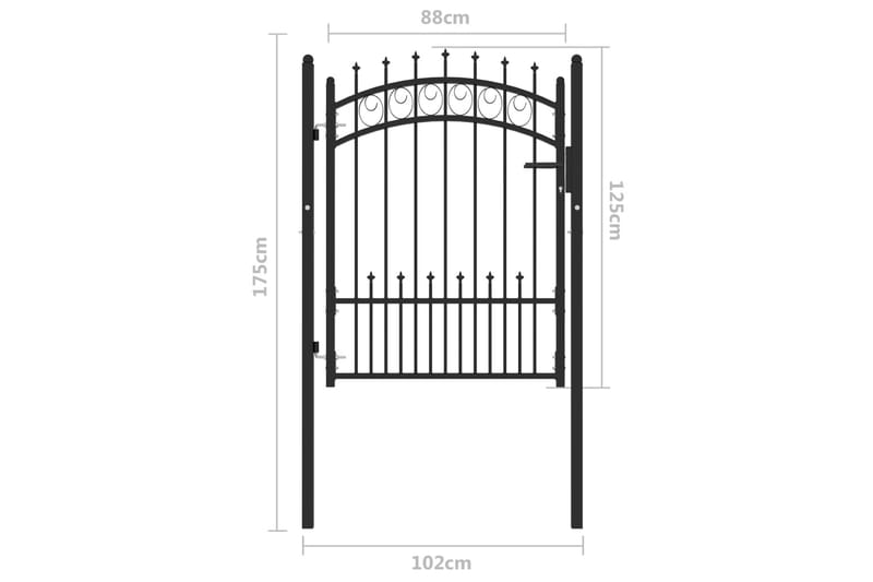 Hageport med pigger stål 100x125 cm svart - Svart - Hagemøbler & utemiljø - Hagedekorasjon & utemiljø - Gjerder & Grinder