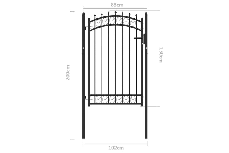 Hageport med pigger stål 100x150 cm svart - Svart - Hagemøbler & utemiljø - Hagedekorasjon & utemiljø - Gjerder & Grinder