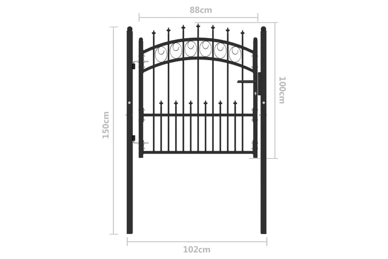 Hageport med pigger stål 100x100 cm svart - Svart - Hagemøbler & utemiljø - Hagedekorasjon & utemiljø - Gjerder & Grinder