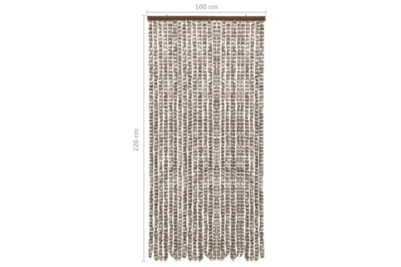 Insektgardin gråbrun og hvit 100x220 cm chenille - Taupe - Hagemøbler & utemiljø - Hagedekorasjon & utemiljø - Myggnett