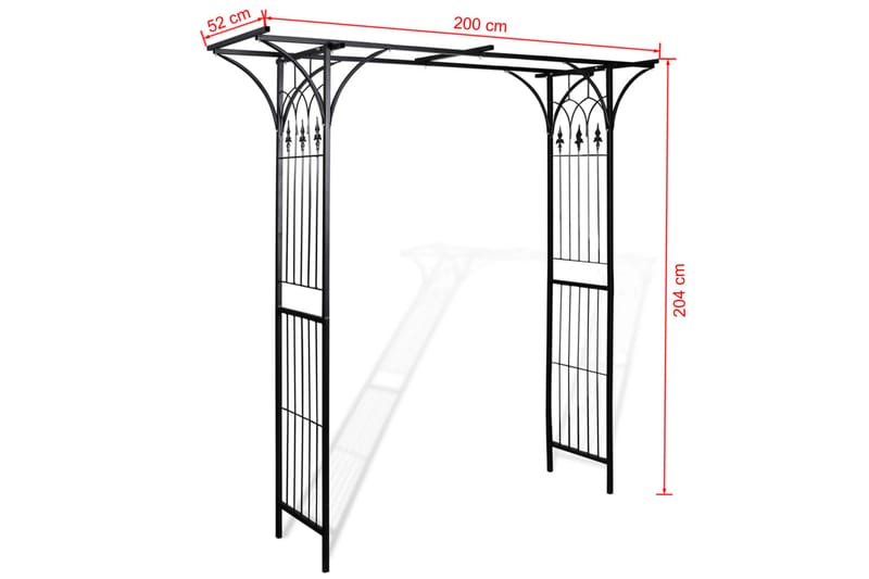 Hagebue 200x52x204 cm - Svart - Hagemøbler & utemiljø - Hagedekorasjon & utemiljø - Rosebue