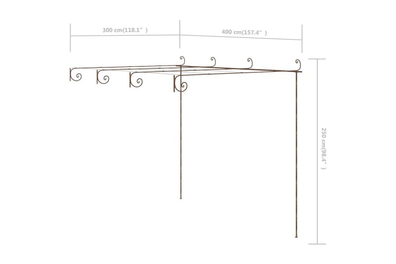 Hagebue antikk brun 4x3x2,5 m jern - Brun - Rosebue