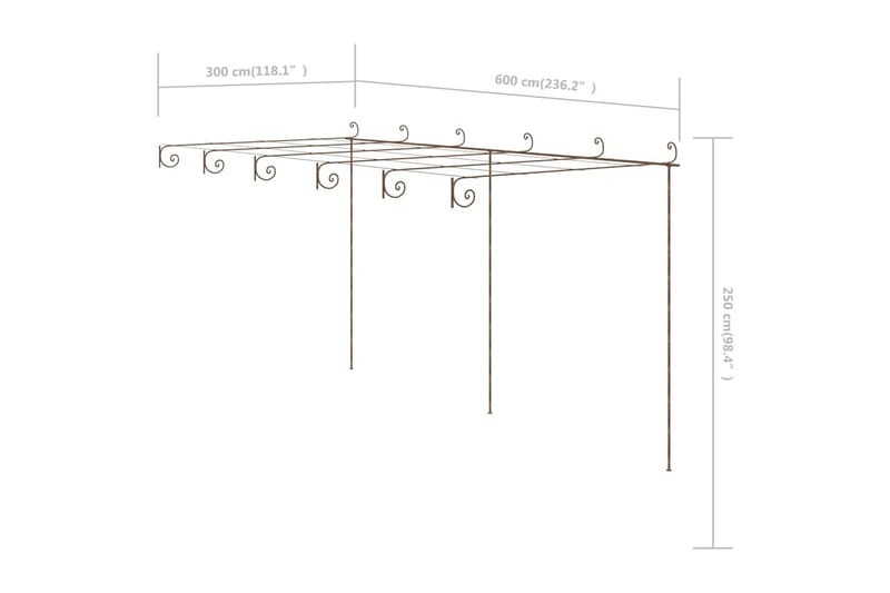 Hagebue antikk brun 6x3x2,5 m jern - Brun - Hagemøbler & utemiljø - Hagedekorasjon & utemiljø - Rosebue