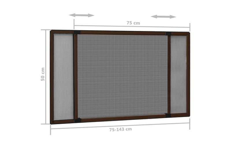 Utvidbar insektskjerm for vindu brun (75-143)x50 cm - Brun - Hagemøbler & utemiljø - Hagedekorasjon & utemiljø - Myggnett