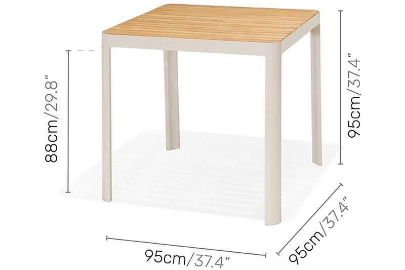 Bargruppe Portals 95 cm + Barstol - Hvit/Teak - Hagemøbler & utemiljø - Hagegruppe - Cafemøbler & cafesett