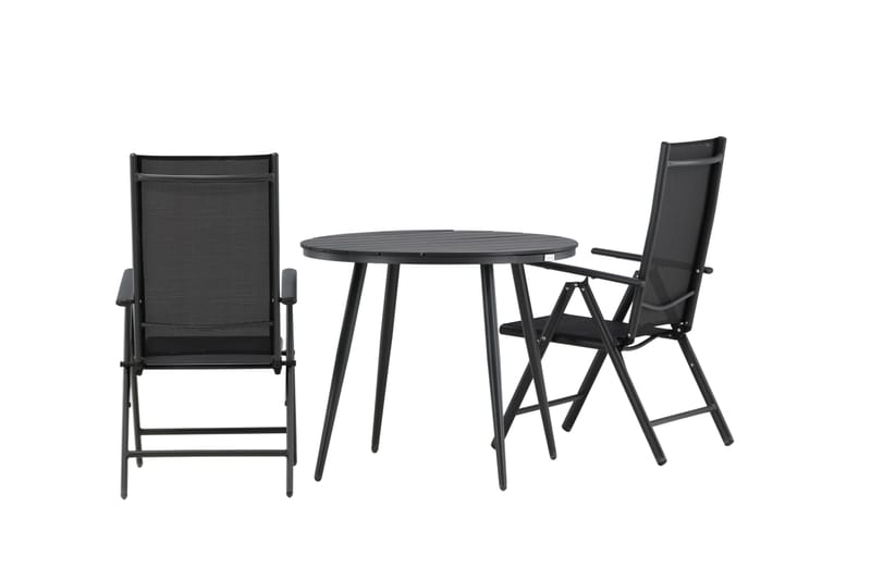 Cafésett Break Rundt Ø90 cm + 2 Break Posisjonsstol Svart - Venture Home - Hagemøbler & utemiljø - Hagegruppe - Cafemøbler & cafesett