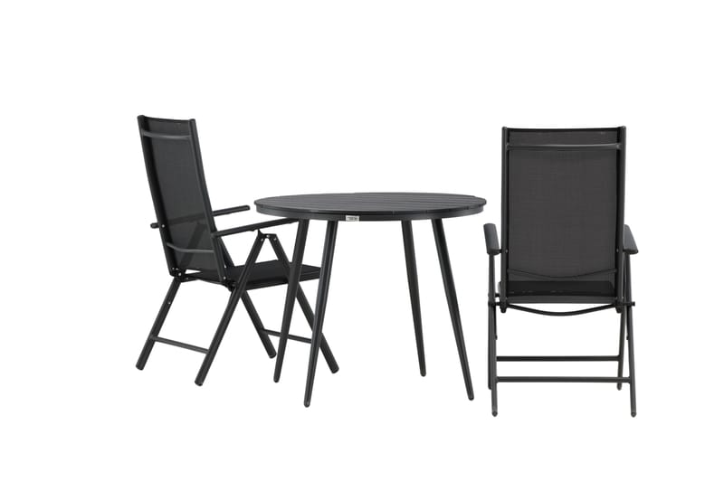 Cafésett Break Rundt Ø90 cm + 2 Break Posisjonsstol Svart - Venture Home - Hagemøbler & utemiljø - Hagegruppe - Cafemøbler & cafesett