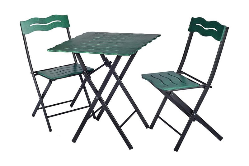 Cafésett Riotorto 60 cm Bølger + 2 Stoler - Grønn / Svart - Hagemøbler & utemiljø - Hagegruppe - Cafemøbler & cafesett