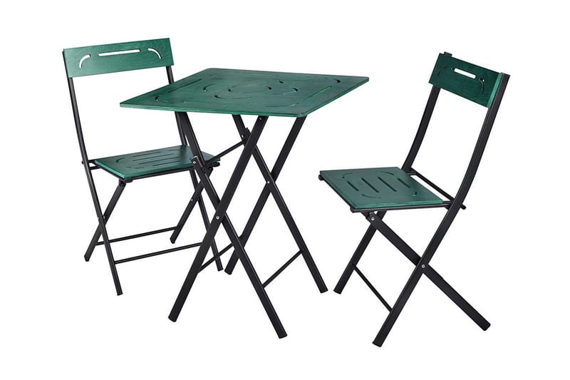 Cafésett Riotorto 60 cm Blomst + 2 Stoler - Grønn / Svart - Hagemøbler & utemiljø - Hagegruppe - Cafemøbler & cafesett