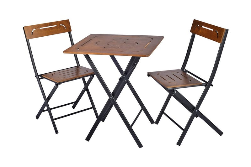 Cafésett Riotorto 60 cm Blomst + 2 Stoler - Natur / Svart - Hagemøbler & utemiljø - Hagegruppe - Cafemøbler & cafesett