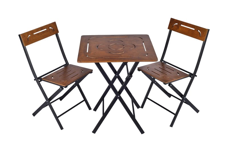 Cafésett Riotorto 60 cm Blomst + 2 Stoler - Natur / Svart - Hagemøbler & utemiljø - Hagegruppe - Cafemøbler & cafesett