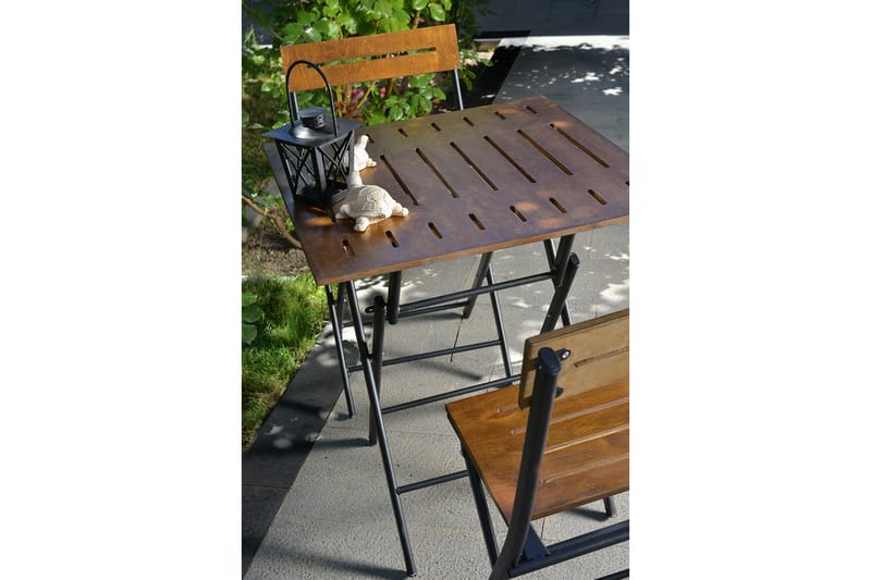 Cafésett Riotorto 60 cm Linjer + 2 Stoler - Natur / Svart - Hagemøbler & utemiljø - Hagegruppe - Cafemøbler & cafesett