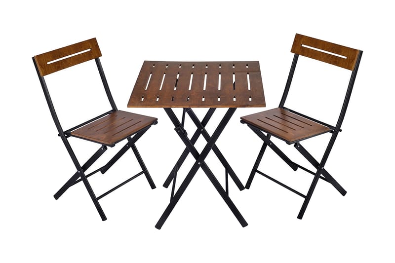 Cafésett Riotorto 60 cm Linjer + 2 Stoler - Natur / Svart - Hagemøbler & utemiljø - Hagegruppe - Cafemøbler & cafesett