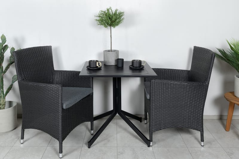 Cafésett Way 70 cm + 2 Malin Karmstoler Svart - Venture Home - Hagemøbler & utemiljø - Hagegruppe - Cafemøbler & cafesett