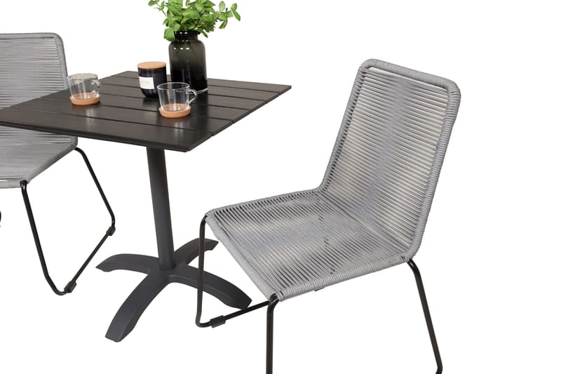 Colorado Cafésett 70 cm + 2 Lindos Spisestoler Svart - Venture Home - Hagemøbler & utemiljø - Hagegruppe - Cafemøbler & cafesett