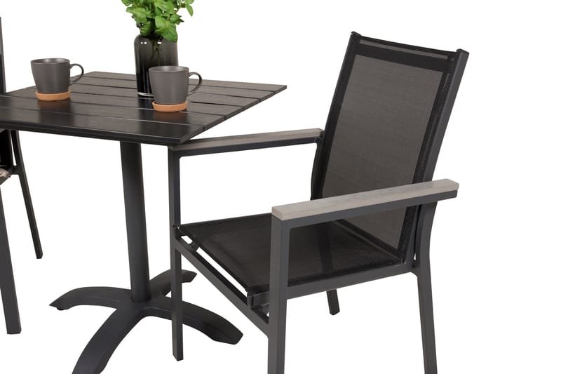 Colorado Cafésett 70 cm + 2 Parma Karmstoler Svart - Venture Home - Hagemøbler & utemiljø - Hagegruppe - Cafemøbler & cafesett