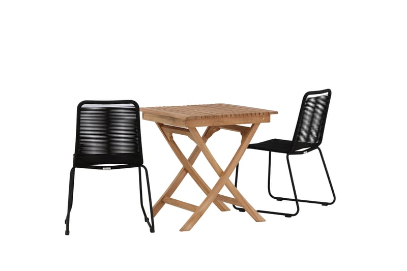 Ghana Cafégruppe 70x70 cm + 2 Lindos Stablebar Stol - Svart/Brun - Hagemøbler & utemiljø - Hagegruppe - Cafemøbler & cafesett