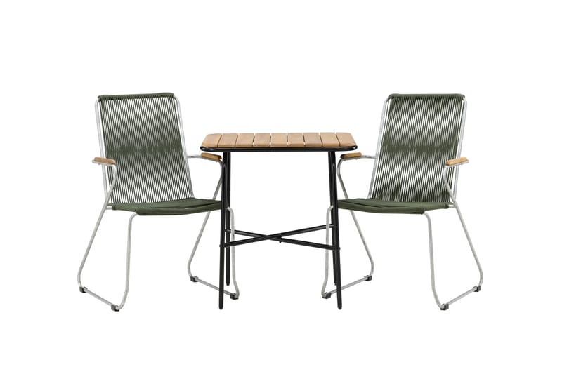 Holmbeck Cafésett 70 cm + 2 Bois Karmstoler - Grønn/Brun - Hagemøbler & utemiljø - Hagegruppe - Cafemøbler & cafesett