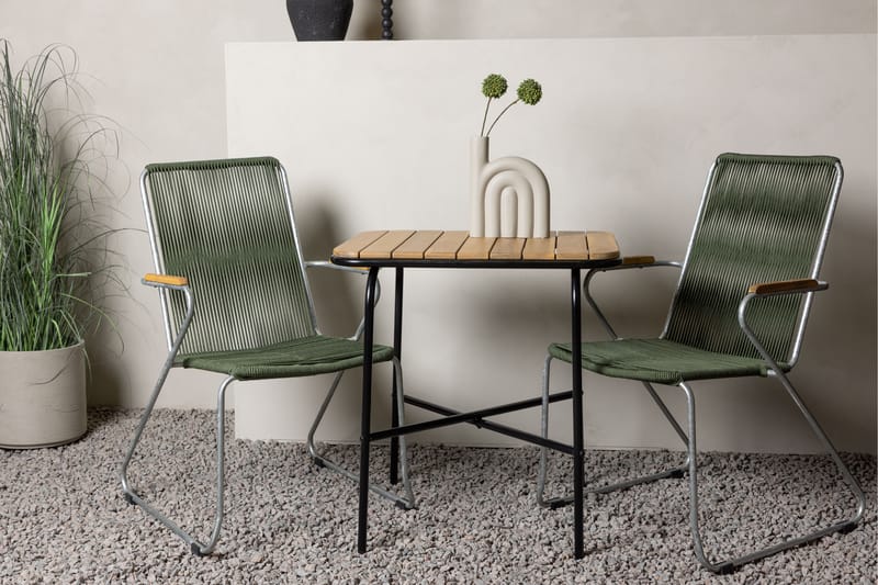 Holmbeck Cafésett 70 cm + 2 Bois Karmstoler - Grønn/Brun - Hagemøbler & utemiljø - Hagegruppe - Cafemøbler & cafesett