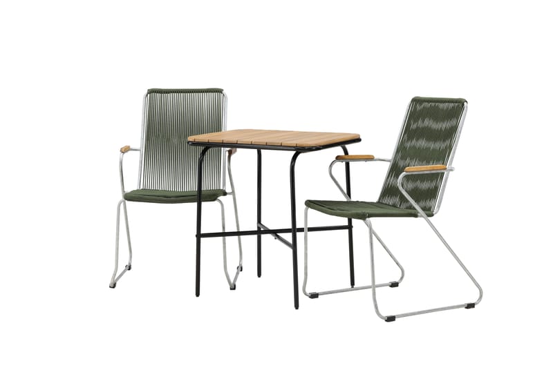 Holmbeck Cafésett 70 cm + 2 Bois Karmstoler - Grønn/Brun - Hagemøbler & utemiljø - Hagegruppe - Cafemøbler & cafesett