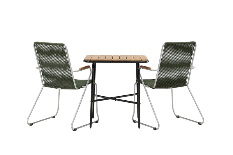 Holmbeck Cafésett 70 cm + 2 Bois Karmstoler - Grønn/Brun - Hagemøbler & utemiljø - Hagegruppe - Cafemøbler & cafesett