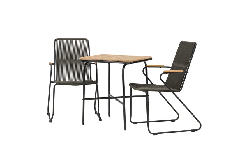 Holmbeck Cafésett 70 cm + 2 Bois Karmstoler - Svart/Brun - Hagemøbler & utemiljø - Hagegruppe - Cafemøbler & cafesett