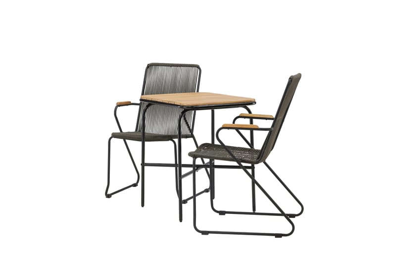 Holmbeck Cafésett 70 cm + 2 Bois Karmstoler - Svart/Brun - Hagemøbler & utemiljø - Hagegruppe - Cafemøbler & cafesett