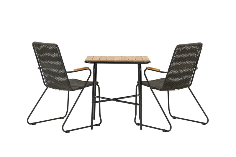 Holmbeck Cafésett 70 cm + 2 Bois Karmstoler - Svart/Brun - Hagemøbler & utemiljø - Hagegruppe - Cafemøbler & cafesett