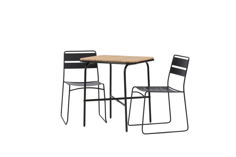 Holmbeck Cafésett 70 cm + 2 Lina Spisestoler - Svart/Brun - Hagemøbler & utemiljø - Hagegruppe - Cafemøbler & cafesett